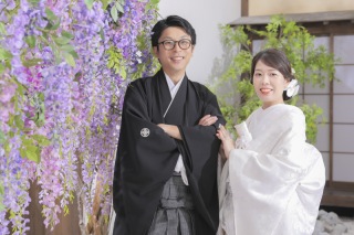 屋内庭園スタジオで白無垢撮影