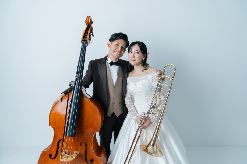 大切な楽器と一緒に