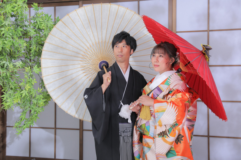 和装でお庭ショット。