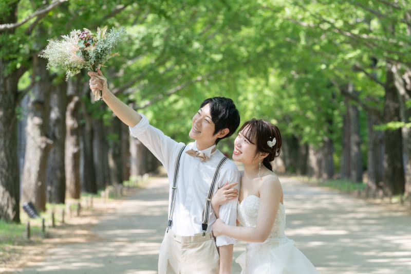 ブーケを持って