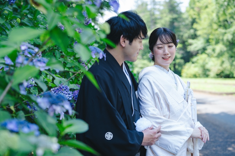 紫陽花と一緒に