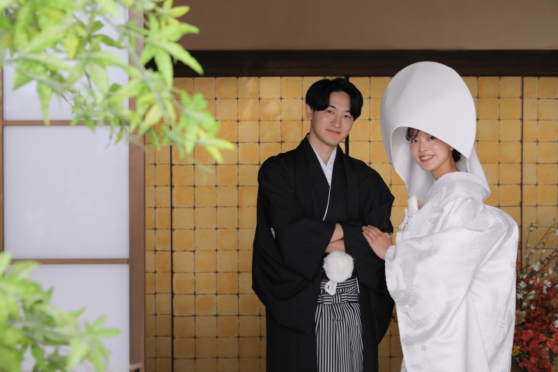 綿帽子をかぶって