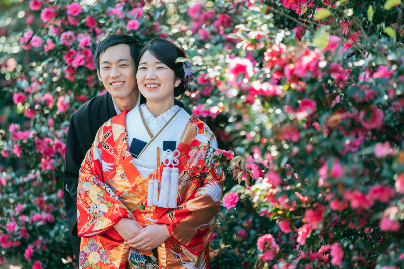 ピンクのお花と共に