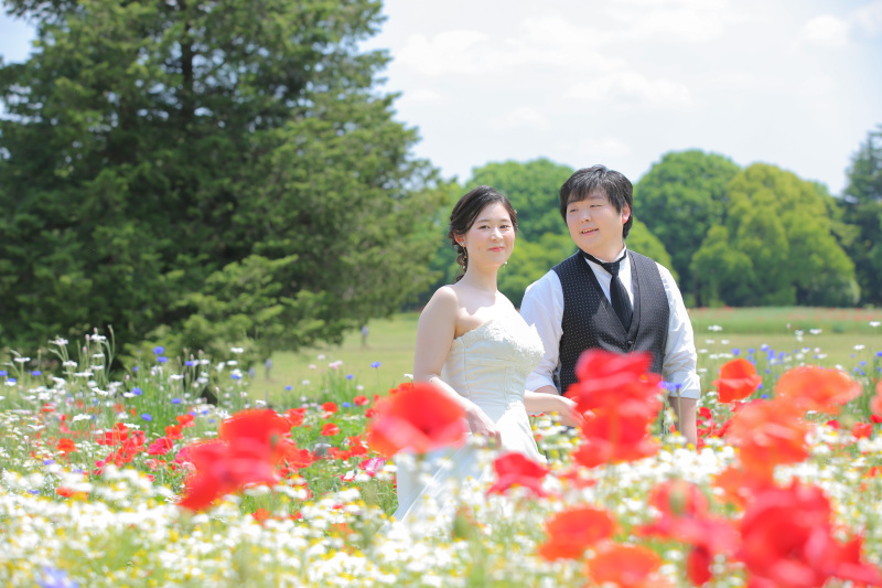 お花に囲まれて。