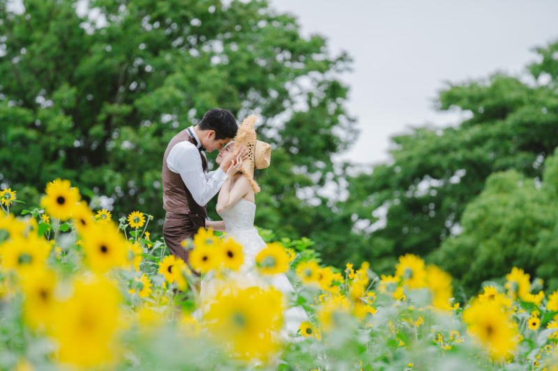 ひまわり畑で！