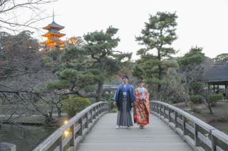 秋の三渓園ロケ撮影。