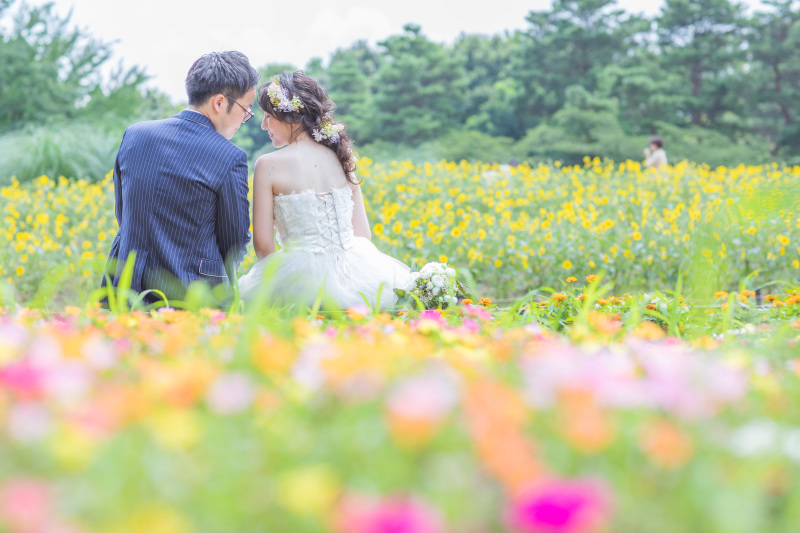 お花に囲まれて