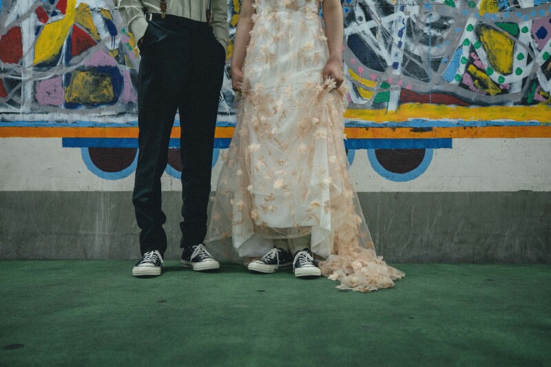 お揃いのスニーカー