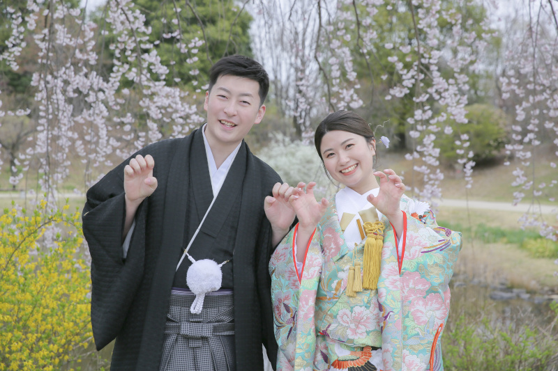 和装で桜撮影のロケーションに行ってきました。