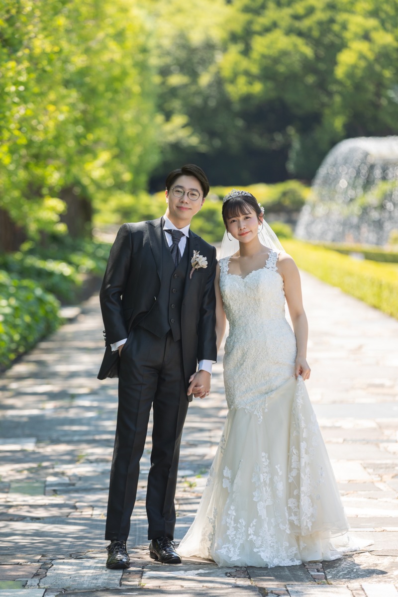 噴水前でパシャリ