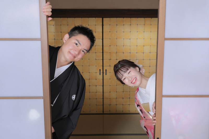 和庭園スタジオで記念撮影!