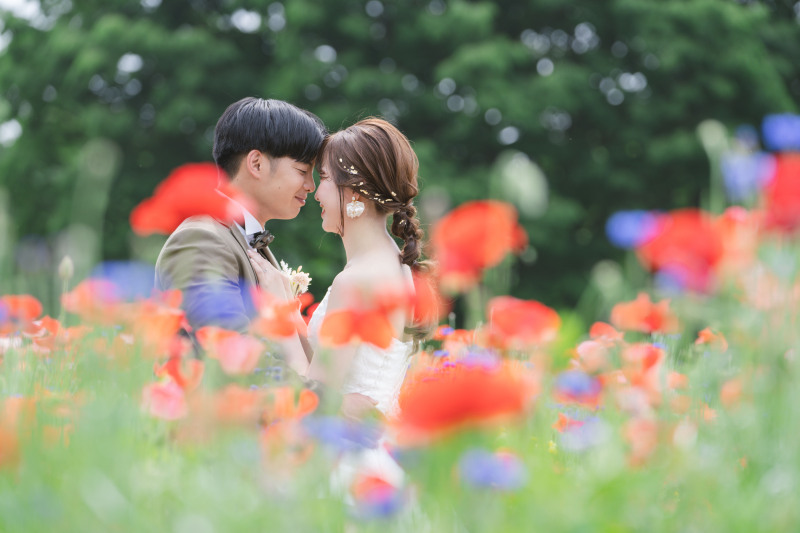 お花に囲まれて