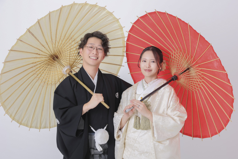 和傘を使ってはい!チーズ!