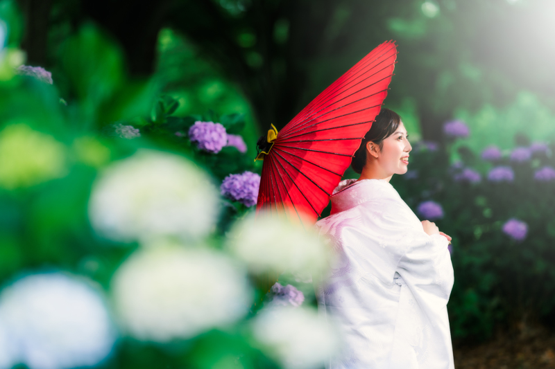 美しい新婦様と紫陽花