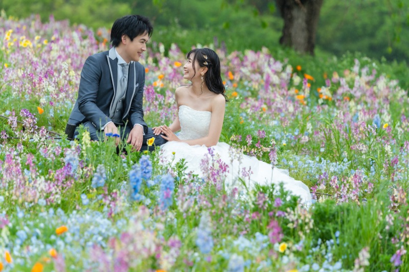 お花に囲まれて