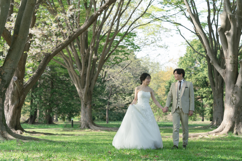 木の影でお散歩して