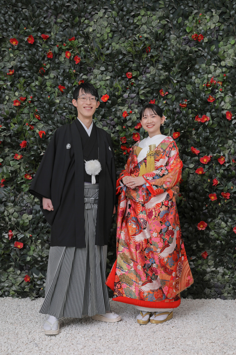 椿の前で、はいチーズ！