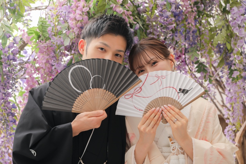 藤の花×扇子