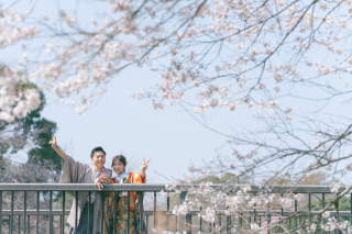 和装で昭和記念公園