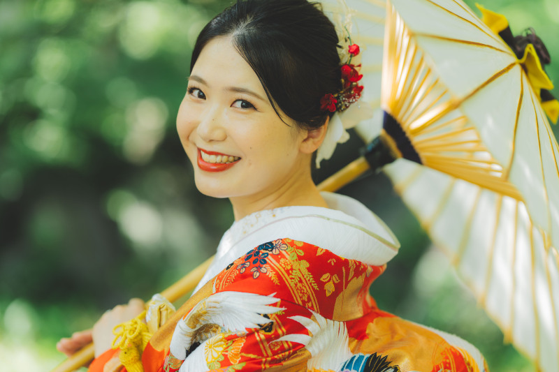 日本庭園とコスモス2