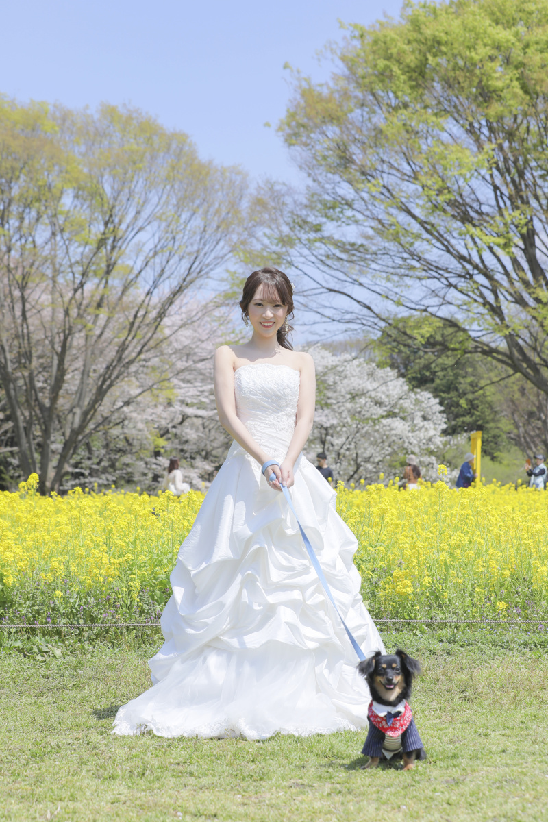 ご新婦様と愛犬。