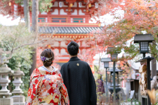 高幡不動尊で和装の撮影