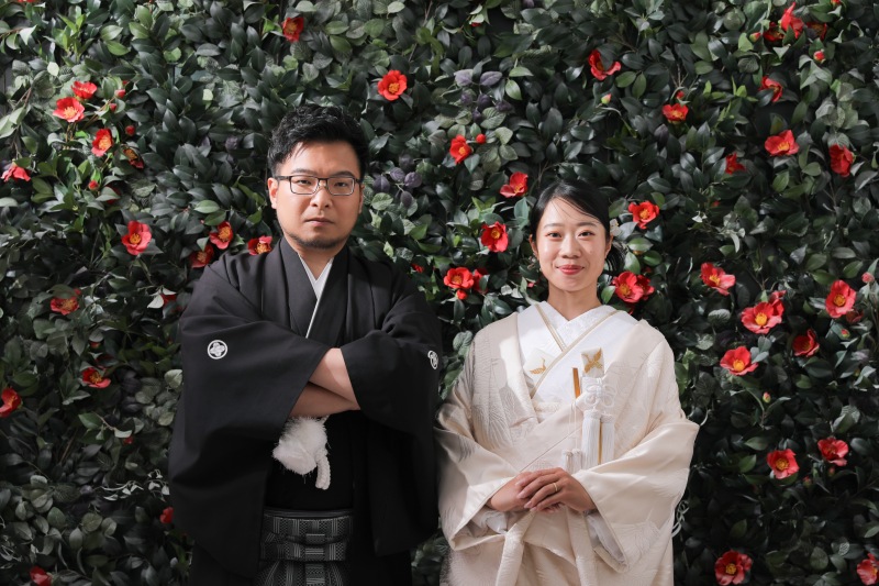 椿の花でかっこよく