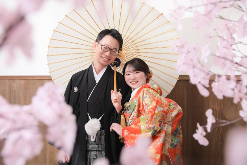 桜のお花と和傘