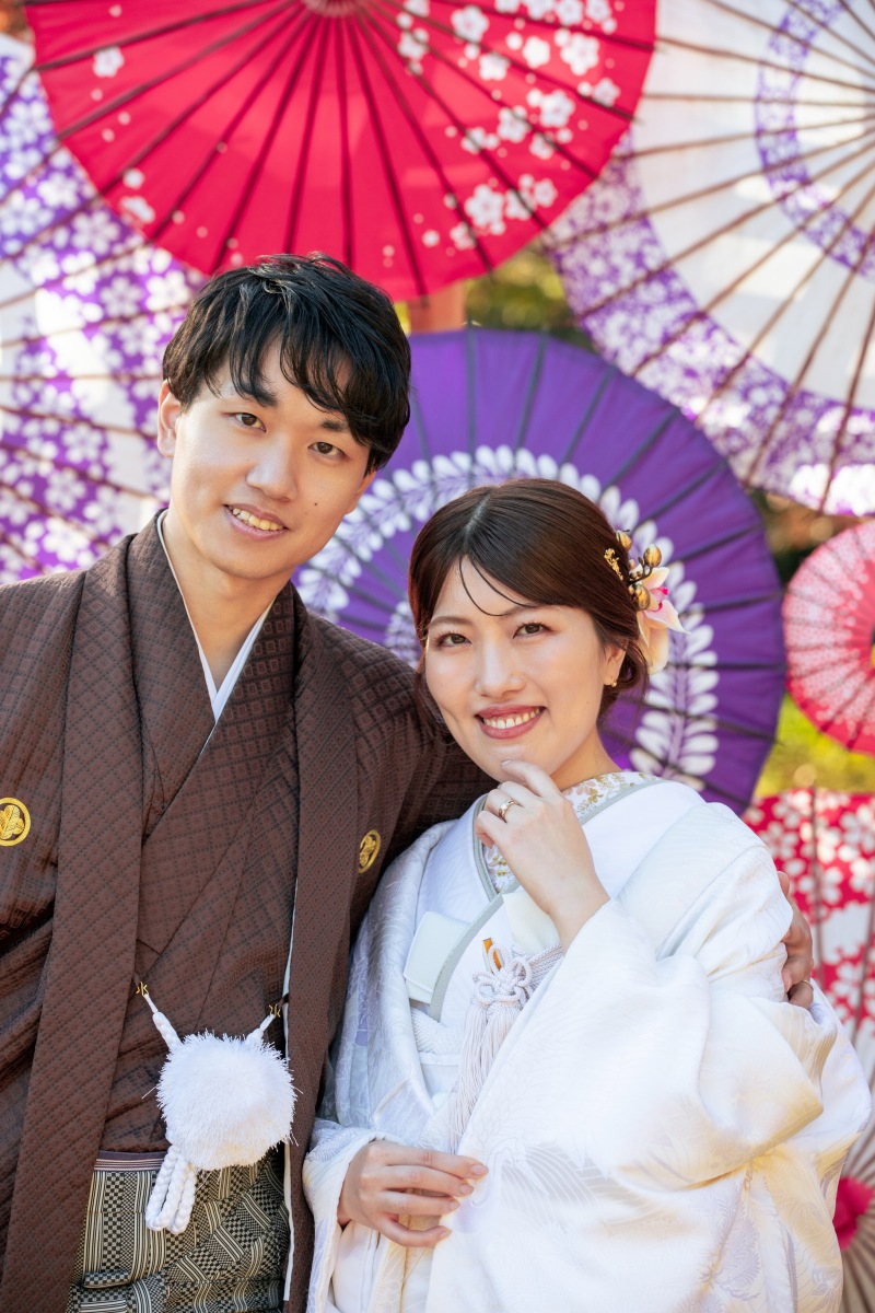 和傘のオブジェで