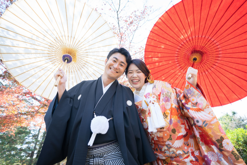 傘を持った2ショット♪