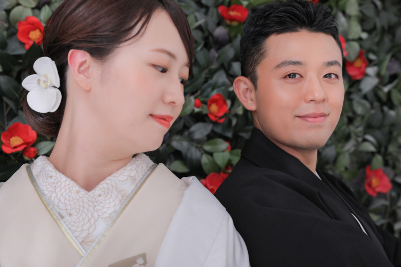 カメラ目線で。