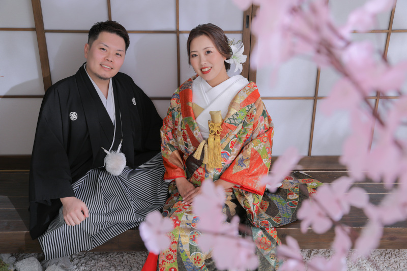 屋内庭園でひと足先にお花見撮影。