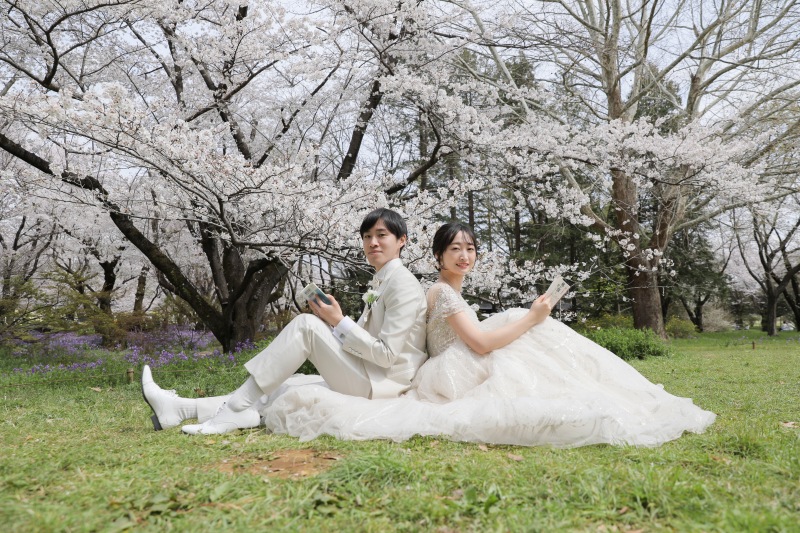 草原の上で読書!