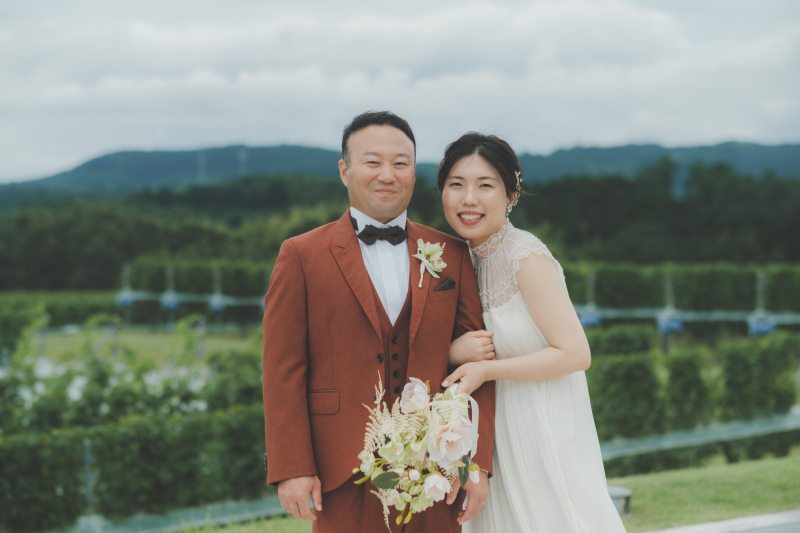 ぶどう畑をバックに撮影♪