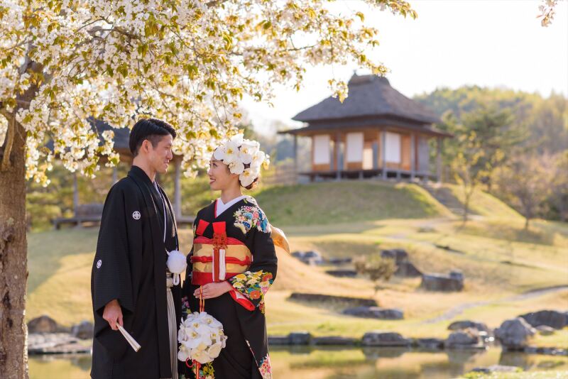 黄昏時の楽山園