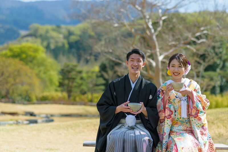 お茶をいただきながら庭園美を堪能