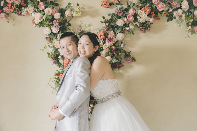 お花のアーチでパシャリ