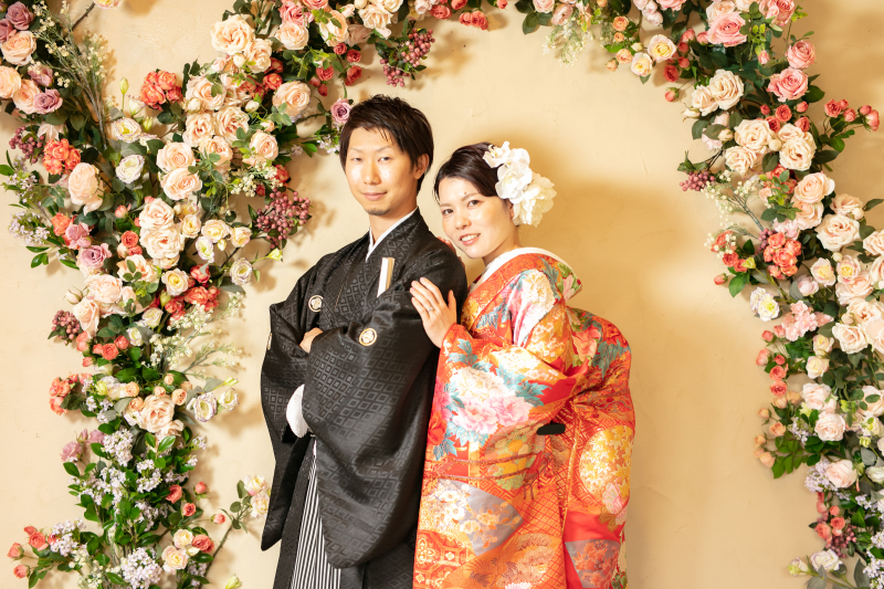 花のアーチの真ん中で♡