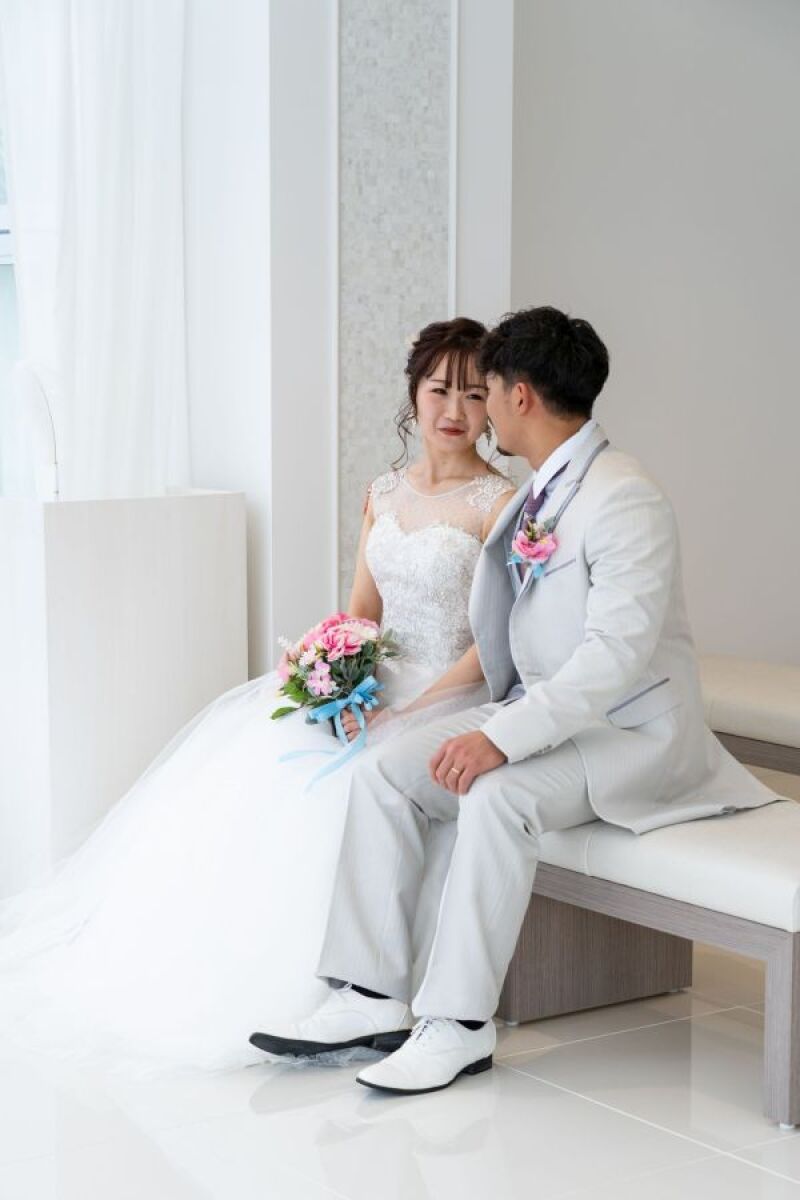 入場前の新郎新婦をパシャリ