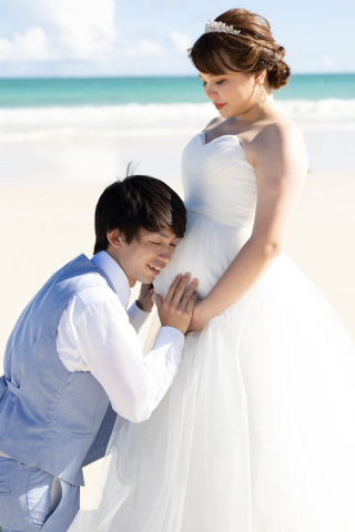 お腹の中の赤ちゃんと3ショット