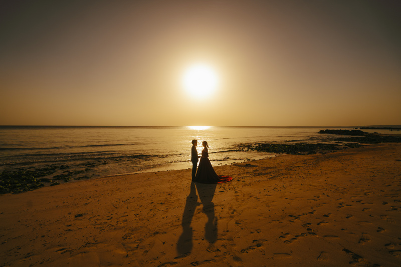 だんだんと太陽の位置が海に近づていくとき