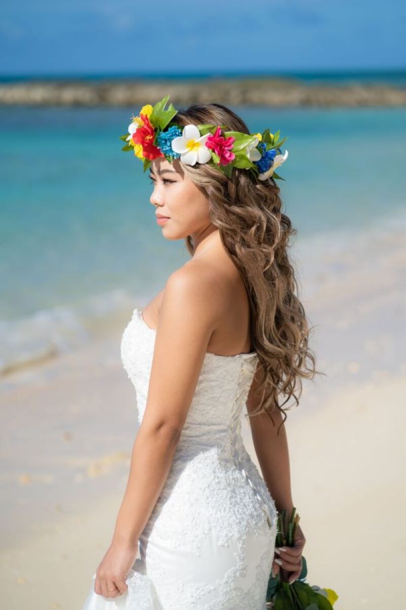 一際目を引く花飾り