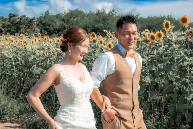 眩しい太陽と元気なひまわり達に囲まれてスタート