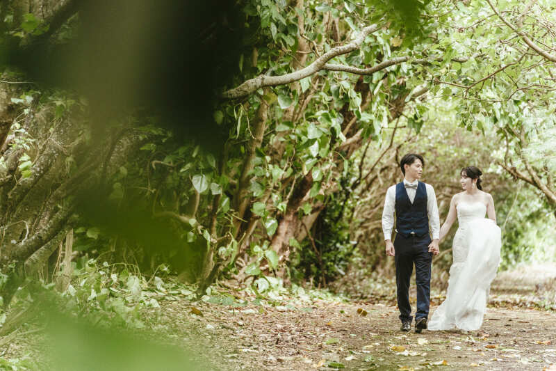 森の中を仲良く手を繋ぎながら　お散歩のお時間