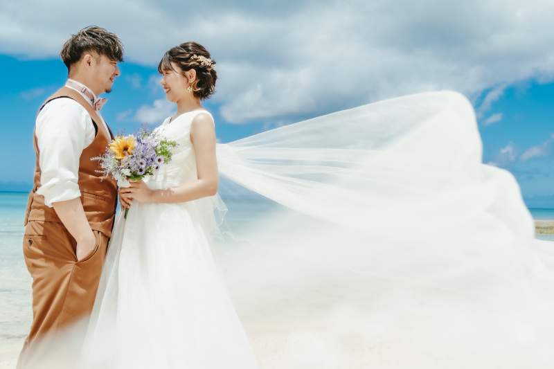 心地いい風が吹き抜け ベールが風にたなびく瞬間