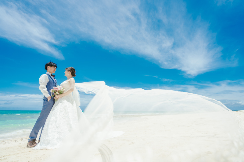 気持ちよく吹き抜ける風にベールがなびく