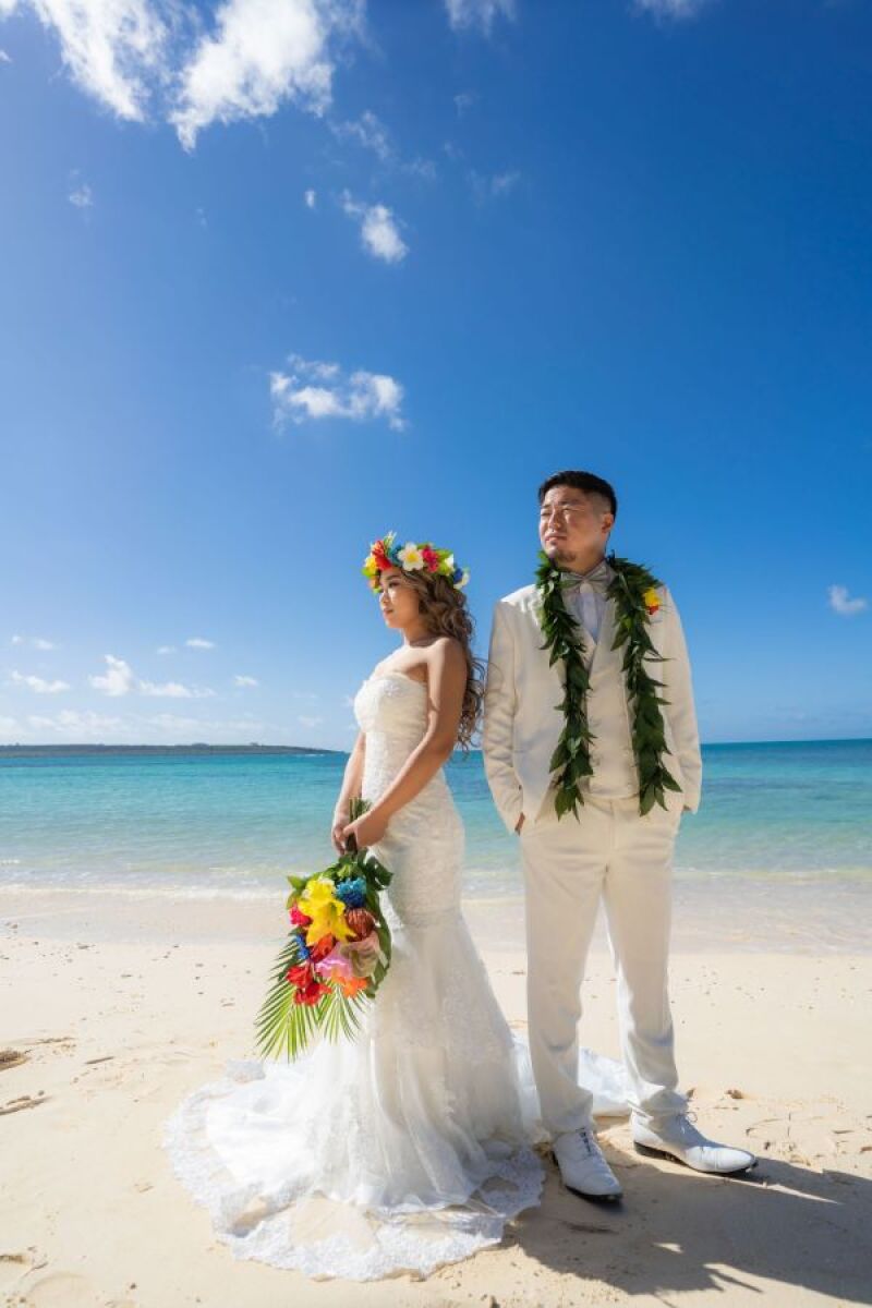 真っ青な青空の下