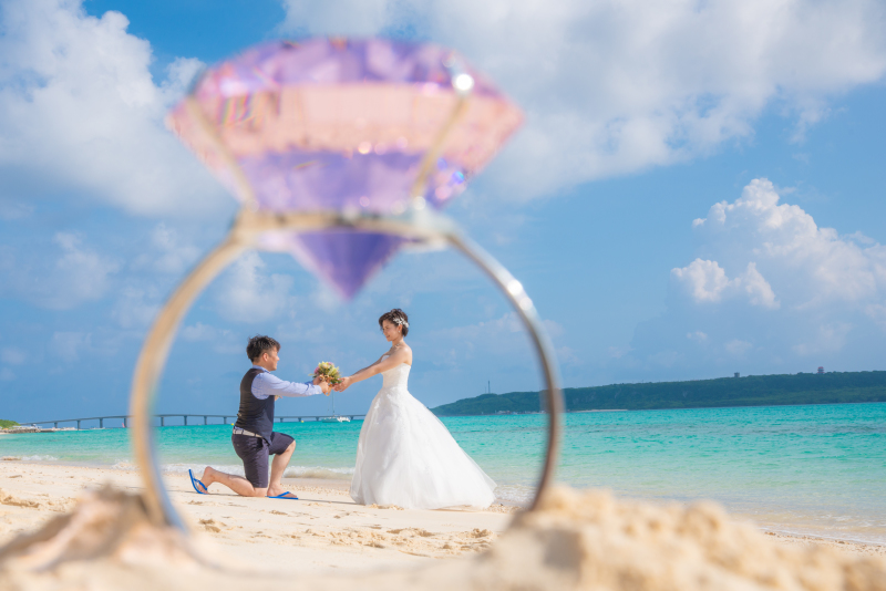 宮古ブルーの海と橋をバックに♪