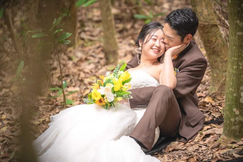 自然の包まれた空間で仲良しショット