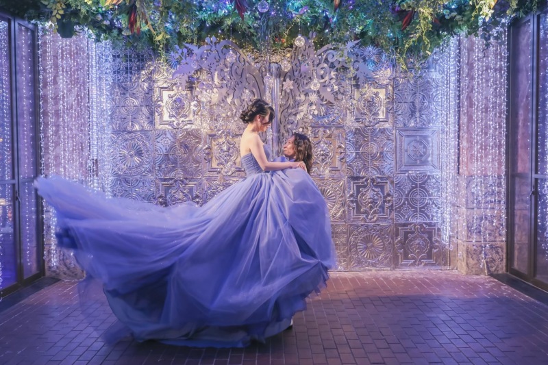 冬のチャペルとイルミネーション撮影